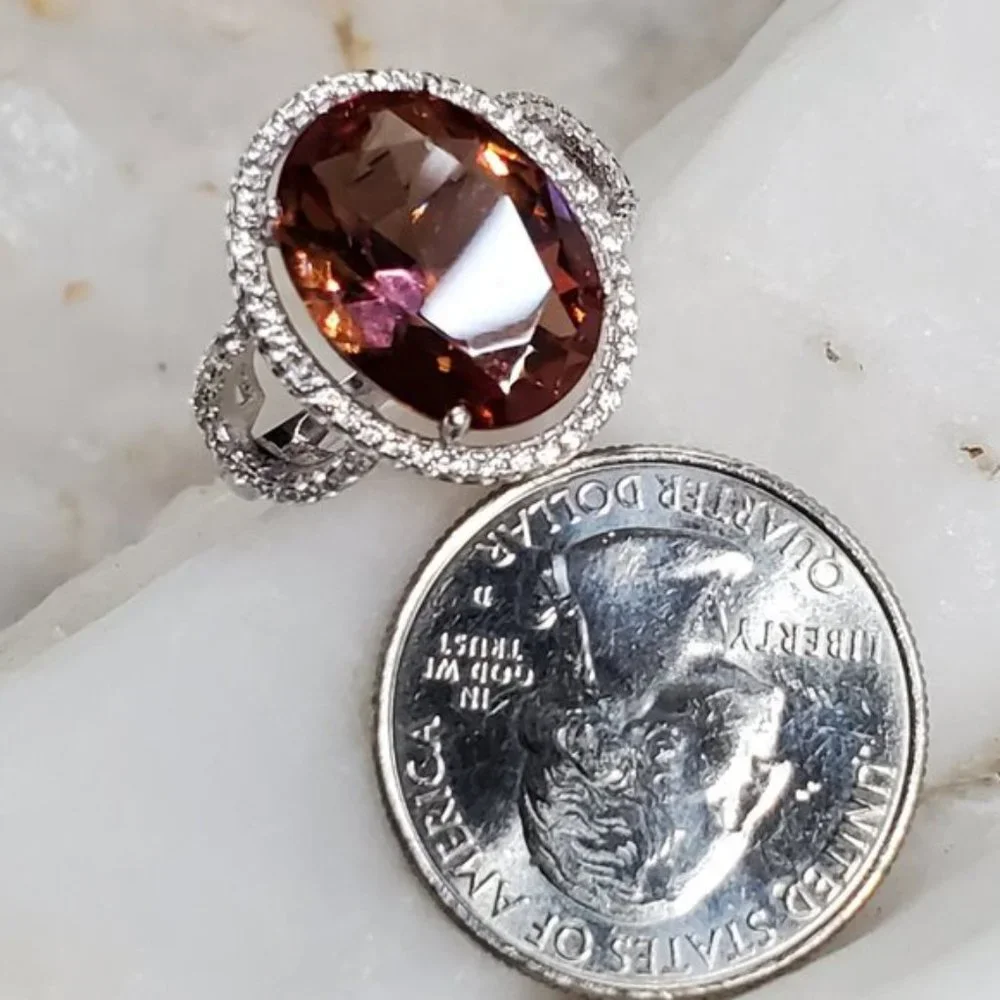 Sterling Silver 925 Ring Alexandrite Stone White Topaz Unique Silversmith